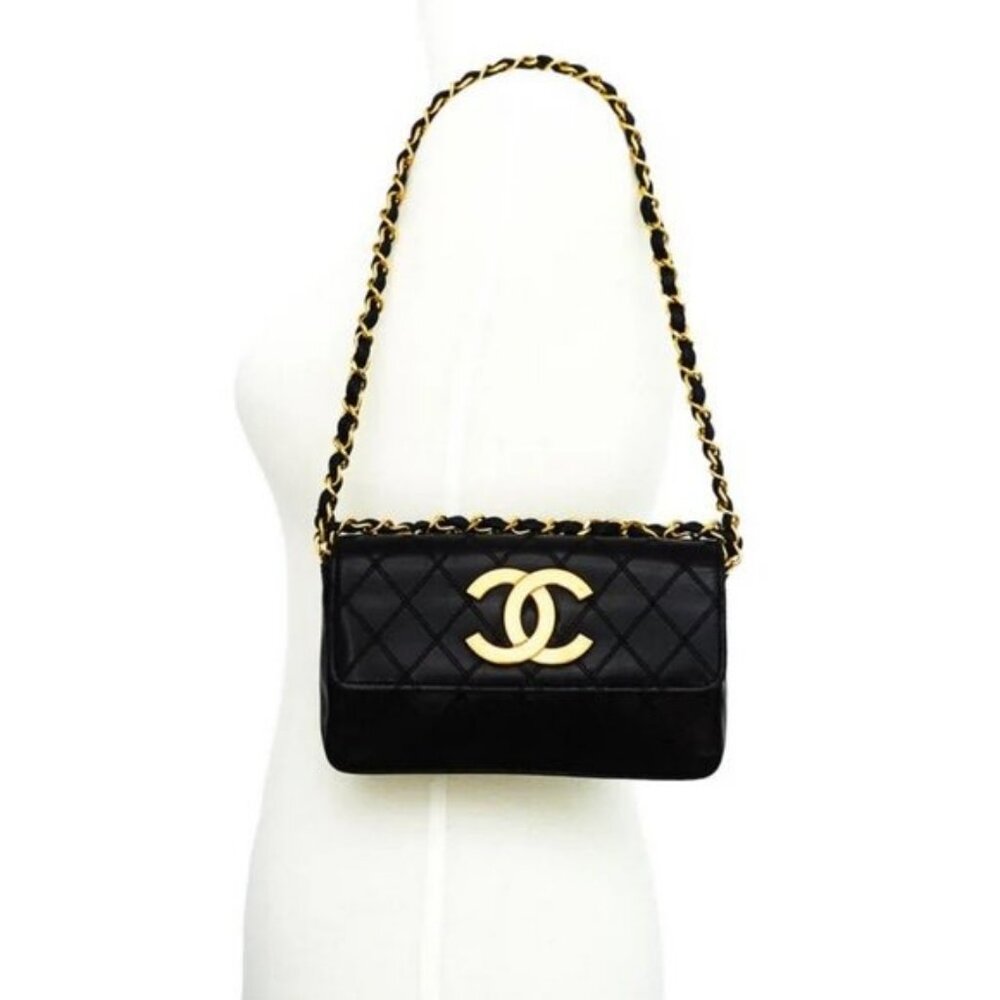 CHANEL 24K Vintage Single Flap Bag Large Coco Quilted Chain Shoulder Bag Purse - Picture 4 of 16